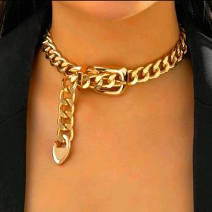 GOLD CHUNKY BUCKLE  CHAIN CHOKER NEW